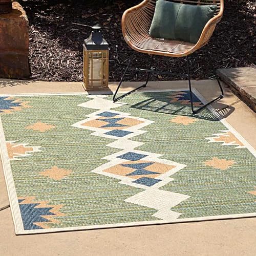 Wasserdichter Outdoor-Teppich mit rutschfestem geometrischem Design für Terrasse, Terrasse und Garten von Generisch