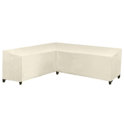 Wasserdichter Sofabezug, 4200D Oxford, UV- und windbeständig, Outdoor-Ecksofa-Schutz mit Lüftungsschlitzen, passend für 286 x 222 x 78 cm, weiß, langlebige Möbelabdeckung von Generisch