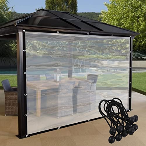 Wasserdichter Vorhang für den Außenbereich, robuste PE-Kunststoffplane mit Ösen für Pergola, Terrasse, Gewächshaus, Balkon, Abdeckung (2 x 2 m), wetterfest und faltbar von Generisch