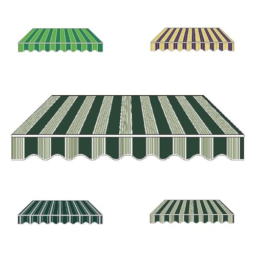 Wasserdichter einziehbarer Ersatzstoff für Terrassenmarkise grün gestreift 7 x 2 m ideal für Terrassen Veranden UV-beständig Outdoor Vordach Abdeckung Wasserdichter einziehbarer Ersatzstoff für Terrassenmarkise grün gestreift 7 x 2 m ideal für Terrassen Veranden UV-beständig Outdoor Vordach Abdeckung von Generisch