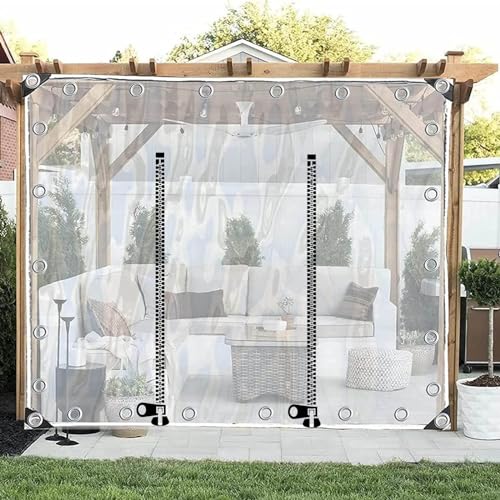 Wasserdichter transparenter PVC-Planenvorhang für den Außenbereich, mit Reißverschluss-Tür, 0,5 mm Dicke, transparente Paneelseite für Pergola-Pavillon, 1 x 0,5 m, wasserdicht, mit Ösen Wasserdichter transparenter PVC-Planenvorhang für den Außenbereich, mit Reißverschluss-Tür, 0,5 mm Dicke, transparente Paneelseite für Pergola-Pavillon, 1 x 0,5 m, wasserdicht, mit Ösen von Generisch