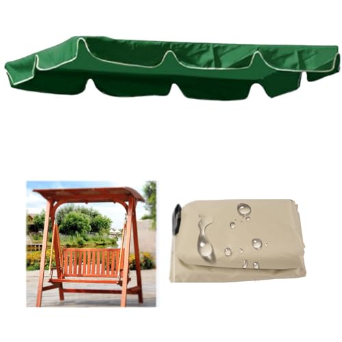 Wasserdichtes Ersatzdach für 23-Sitzer Hollywoodschaukel, 210D Oxford-Gewebe, Outdoor-Sonnenschutz, Größe 249 x 185 x 18 cm, grüne Farbe, langlebig, Terrassenmarkise von Generisch