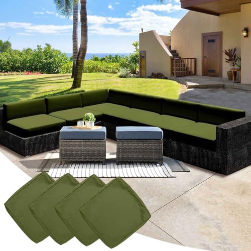 Wasserdichtes Outdoor-Sofakissen, 4er-Set, Stuhlkissenbezüge mit Reißverschluss für Terrassenmöbel, langlebige Gartensitzkissen, Ersatz (65 x 65 x 10 cm) von Generisch