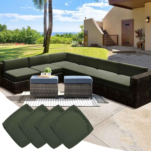 Wasserdichtes Outdoor-Sofakissen, Ersatz-Stuhl-Kissenbezüge für Terrassenmöbel, Gartensitzkissen mit Reißverschluss (50 x 45 x 10 cm), 4 Stück von Generisch