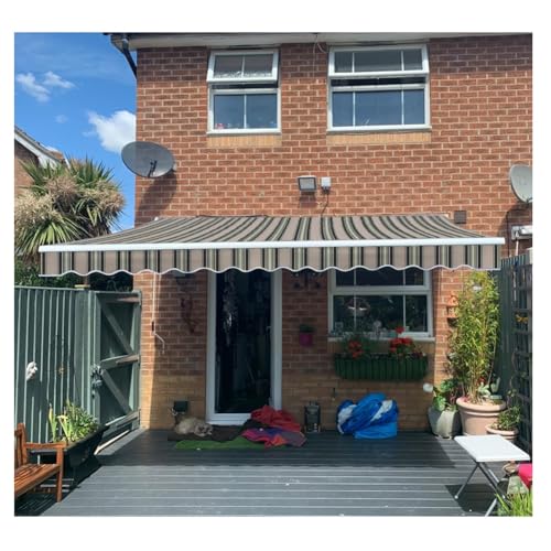 Wasserdichtes Polyester-Terrassenmarkisen-Ersatzgewebe – einziehbares Sonnenschutzdach für Fenster und Türen (1,2 x 4 x 3 m) – Outdoor-Schutzabdeckung von Generisch