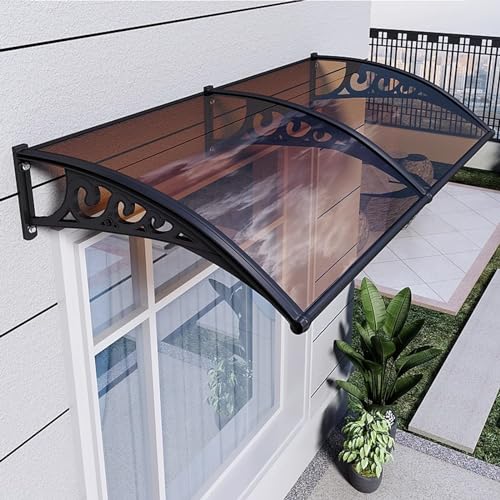 Wasserdichtes Türvordach – Veranda-Überdachung für den Außenbereich mit Polycarbonat-Dach und Aluminiumrahmen, perfekt für Terrassen, Türen und Fenster (Braun, 100 x 240 cm) von Generisch