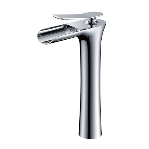 Wasserfall-Badezimmerarmatur für Waschbecken, Einhandmischer, Warm- und Kaltwasser, verchromt, stilvolle Waschtischarmatur, moderne Badewannenarmaturen von Generisch