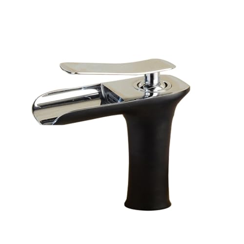 Wasserfall-Badezimmerarmatur in Schwarz und Chrom – Einhandmischbatterie für heißes und kaltes Wasser, modernes Waschbeckenarmatur, stilvolles flaches Design Wasserfall-Badezimmerarmatur in Schwarz und Chrom – Einhandmischbatterie für heißes und kaltes Wasser, modernes Waschbeckenarmatur, stilvolles flaches Design von Generisch