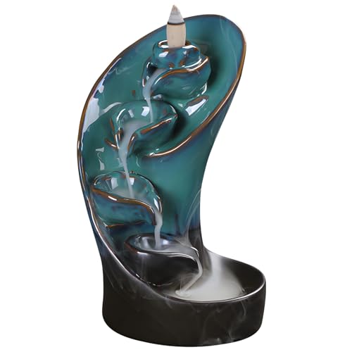 Wasserfall-Räucherstäbchenhalter, Taschenlampen-Design, Keramikbrenner, Rauchbrunnen-Ornament, Aromatherapie-Dekor für Zen-Räume von Generisch