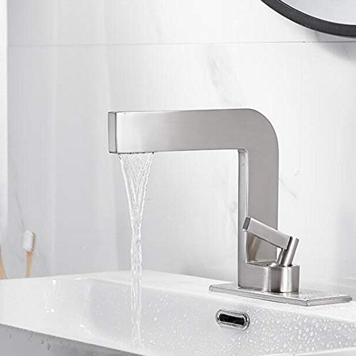 Wasserfall-Waschtischarmatur – Messing heiß & kalt Badezimmer Waschbecken Wasserhahn Einloch unter Theke WC Wasserhahn Elegantes Schwarz & Weiß Design Moderner Kronleuchter Stil von Generisch