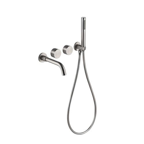 Wasserhahn Badewanne Unterputz Wandmontage 2 Funktionen Warm und Kaltwasser Messing Split Typ mit Handbrause Chrom Wasserhahn Badewanne Unterputz Wandmontage 2 Funktionen Warm und Kaltwasser Messing Split Typ mit Handbrause Chrom von Generisch