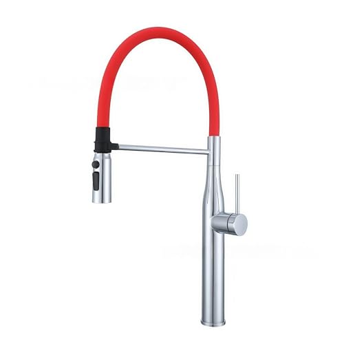 Wasserhahn Küche, Hochbogen Ausziehbare Küchenarmatur mit Schlauch, Mischbatterie Spültischarmatur Küchenarmaturen, 360° Drehbar Drei Sprüharten, Keramikventil,Edelstahl Gebürstet.(Chrom) von Generisch