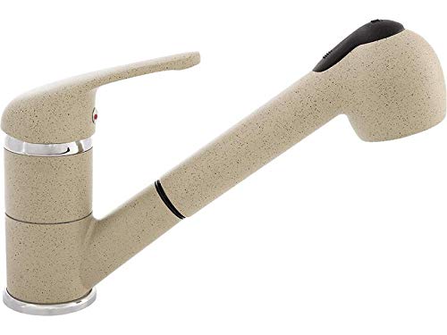 Faizee Möbel | Ausziehbare Küchenarmatur Beige | Schwenkbare Einhebel-Mischbatterie mit 2 Strahlarten | Hochwertige Spültischarmatur für Spüle Küche | Küchenarmatur mit herausziehbarem Brausekopf von Generisch