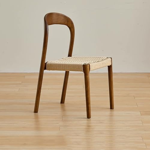 Weave Esszimmerstuhl 2er Set, bequemer Akzentstuhl mit handgewebter Sitzfläche und gebogener Rückenlehne für Wohnzimmer, Esszimmer, kleiner Raum von Generisch