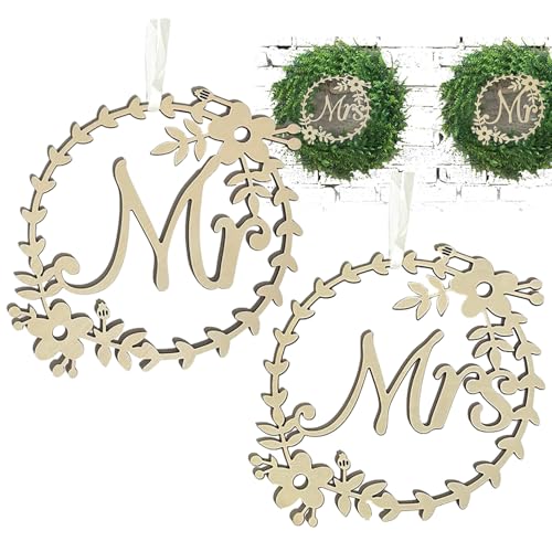 Wedding Chair Signs - Rustic Wooden Bride Groom Sign Elegant Decor | Stylish Mr and Mrs Reception Decoration with Hanging Design, Decorative Party Accessory for Ceremony Engagement Event Theme von Generisch