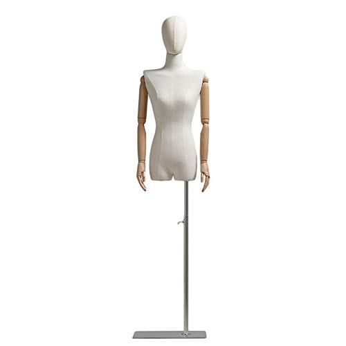 Weibliche Kleiderform mit abnehmbarem Kopf und Armen, Oberkörper-Torso-Mannequin mit Leinenstoffumwicklung für Kleidung und Fenster Weibliche Kleiderform mit abnehmbarem Kopf und Armen, Oberkörper-Torso-Mannequin mit Leinenstoffumwicklung für Kleidung und Fenster von Generisch