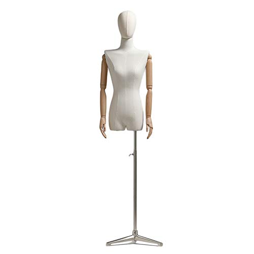 Weibliche Kleiderform mit abnehmbarem Kopf und Armen, Oberkörper-Torso-Mannequin mit Leinenstoffumwicklung für Kleidung und Fenster Weibliche Kleiderform mit abnehmbarem Kopf und Armen, Oberkörper-Torso-Mannequin mit Leinenstoffumwicklung für Kleidung und Fenster von Generisch