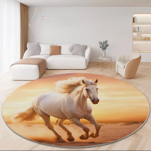 Weich Teppich Rund 150cm, Waschbar rutschfest Natur Wohnzimmerteppich Elegant Wüste Tiere Pferde Kurzflor Bedruckter Teppich Geeignet für Schlafzimmer Esszimmer Küchen Orange Farbe Weich Teppich Rund 150cm, Waschbar rutschfest Natur Wohnzimmerteppich Elegant Wüste Tiere Pferde Kurzflor Bedruckter Teppich Geeignet für Schlafzimmer Esszimmer Küchen Orange Farbe von Generisch