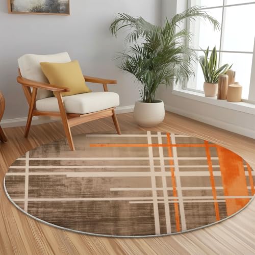 Weich Teppich Rund 60cm, Waschbar rutschfest Industrie Wohnzimmerteppich Abstrakt Minimalistisch Streifen Kurzflor Bedruckter Teppich Geeignet für Schlafzimmer Esszimmer Küchen Farbe Weich Teppich Rund 60cm, Waschbar rutschfest Industrie Wohnzimmerteppich Abstrakt Minimalistisch Streifen Kurzflor Bedruckter Teppich Geeignet für Schlafzimmer Esszimmer Küchen Farbe von Generisch