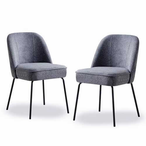 Weich gepolsterte Esszimmerstühle, Baumwoll-Leinen-Mischgewebe, dickes Schaumstoffkissen mit Feder, ideal für Büro, Küche, Wohnzimmer und Empfang (2er-Set, grau) von Generisch