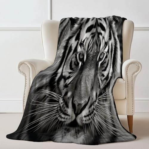 Weiche Kuscheldecke mit Tier Nahaufnahme Tiger Drucken, Grau Flauschig Kuscheldecke für Mädchen Geburtstag Geschenke Sofa Couch Wohn Bett - 100 x 130 cm Maschinenwaschbar Weiche Kuscheldecke mit Tier Nahaufnahme Tiger Drucken, Grau Flauschig Kuscheldecke für Mädchen Geburtstag Geschenke Sofa Couch Wohn Bett - 100 x 130 cm Maschinenwaschbar von Generisch
