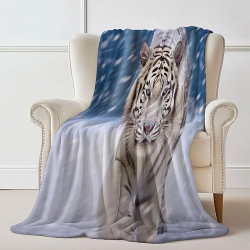 Weiche Kuscheldecke mit Tier Tiger Schnee Drucken, Cremefarben Flauschig Kuscheldecke für Mädchen Geburtstag Geschenke Sofa Couch Wohn Bett - 130 x 150 cm Maschinenwaschbar Weiche Kuscheldecke mit Tier Tiger Schnee Drucken, Cremefarben Flauschig Kuscheldecke für Mädchen Geburtstag Geschenke Sofa Couch Wohn Bett - 130 x 150 cm Maschinenwaschbar von Generisch