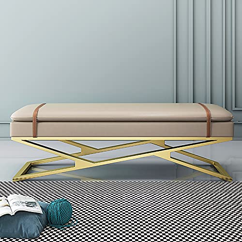 Weiche Polsterbank Sitzbank, moderne Schuhbank aus Leder mit goldenem Boden, multifunktionale Sofa-Bank mit bequemem Design für Eingangsbereich oder Schlafzimmer von Generisch