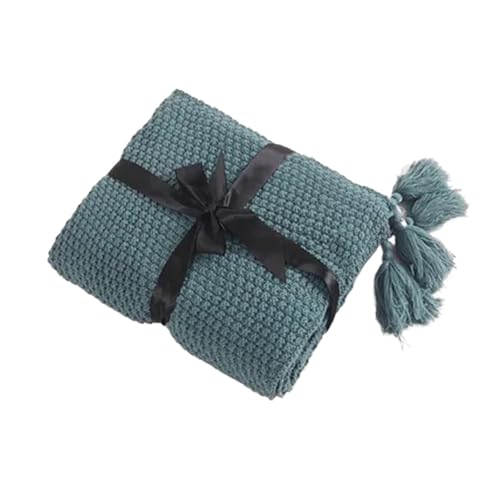 Weiche Strickdecke mit Quaste und Wollbällchen für Sofa, Büro und Bett Komfort von Generisch