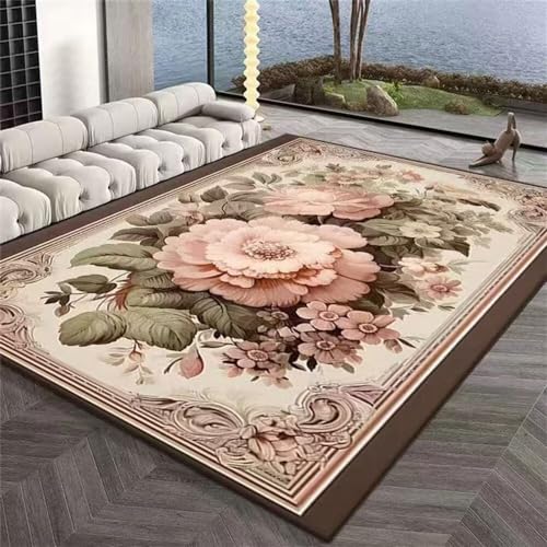 Weicher Vintage-Teppich mit Blumenmuster, 140 x 210 cm, Antik-Rosa, Schlafzimmerteppich für Mädchen, gemütlicher Flurläufer, dekorativ für Kinderzimmer, elegante Heimdekoration Weicher Vintage-Teppich mit Blumenmuster, 140 x 210 cm, Antik-Rosa, Schlafzimmerteppich für Mädchen, gemütlicher Flurläufer, dekorativ für Kinderzimmer, elegante Heimdekoration von Generisch