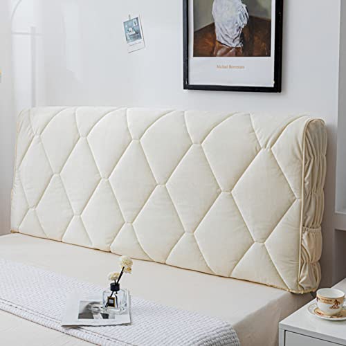 Weiches beigefarbenes Kopfteil-Keilkissen mit abnehmbarem waschbarem Bezug, gepolsterter Rückenlehnenschutz für Doppelbett, ideal für Lesen und Freizeitkomfort – 180 cm von Generisch