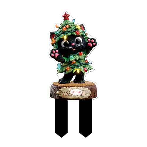 Weihnachtliche Gartenpfähle – dekorative Gartenstecker für Weihnachtsdekoration, 2D-flaches Acryl-Partyzubehör für Pflanzgefäß, Blumentopf, Weg, Außenbereich, Terrasse, Veranda, Hinterhof von Generisch
