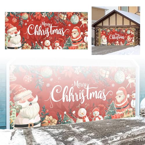 Weihnachts Garagentorabdeckung Weihnachtsparkplatz-Banner – „ Frohe Feiertage“ -Schild für die Garageneinfahrt(A,480x210) von Generisch