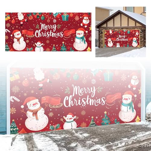 Weihnachts Garagentorabdeckung Weihnachtsparkplatz-Banner – „ Frohe Feiertage“ -Schild für die Garageneinfahrt(B,480x210) von Generisch