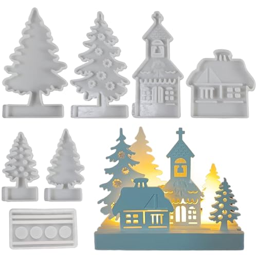 Weihnachts Harz Formen,Weihnachtsbaumhaus Aromatherapie Kerzen Gießform | Einfache Entformung Silikonform Für Epoxidharz Und Aromatherapie Deko von Generisch