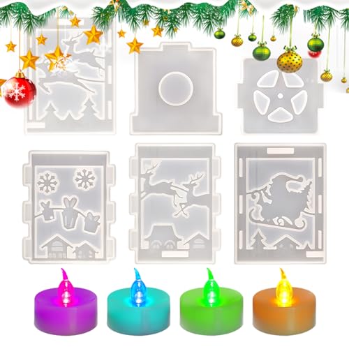 Weihnachts Silikon Formen | 6-teilige Weihnachtslaternen Formen für Resin | Wiederverwendbare Form Inklusive 4 Kerzenlichter Für Gips Handwerk Enthusiasten Anfänger Erene Frauen,Weihnachtsdekoration u Weihnachts Silikon Formen | 6-teilige Weihnachtslaternen Formen für Resin | Wiederverwendbare Form Inklusive 4 Kerzenlichter Für Gips Handwerk Enthusiasten Anfänger Erene Frauen,Weihnachtsdekoration u von Generisch