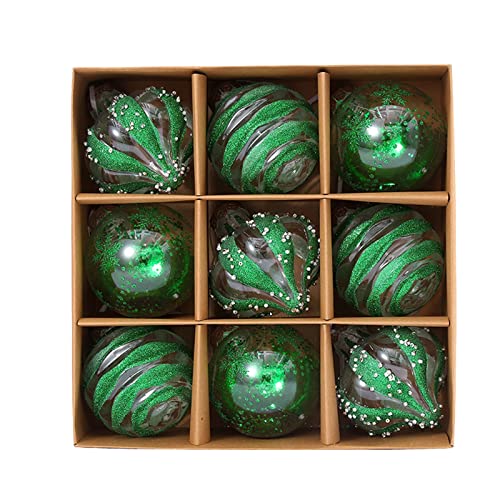 Weihnachtsbaum Deko Kunststoff Baumschmuck 9 STÜCKE Kreatives Design Exquisite Weihnachtskugel Großhandel Weihnachten Dekorative Lieferungen Sites Layout Weihnachtskugeln Christbaumschmuck (Green, A) von Generisch