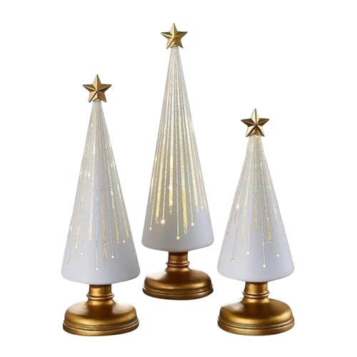 Weihnachtsbaum Nachtlicht Mit Sternen | 3 Stück Weihnachtsbäume Aus Kunstharz Mit Beleuchtung | Weihnachtsdekorationen Für Schule Klassenzimmer Wohnzimmer Wohnung Ferienhaus Party Und Auto von Generisch