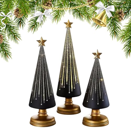 Weihnachtsbaum Nachtlicht Mit Sternen - 3 Teile Weihnachtsbaum Kunstharz Dekoration | Weihnachtsdekorationen Für Schule Klassenzimmer Wohnzimmer Wohnung Ferienhaus Party Und Auto von Generisch