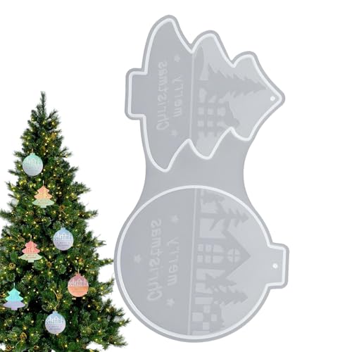 Weihnachtsbaum Silikonform, Weihnachtskugel Ornament Form, 2 Fächer Silikon Deko Herstellung Form für Anfänger Profis Erwachsene Zuhause Studio von Generisch