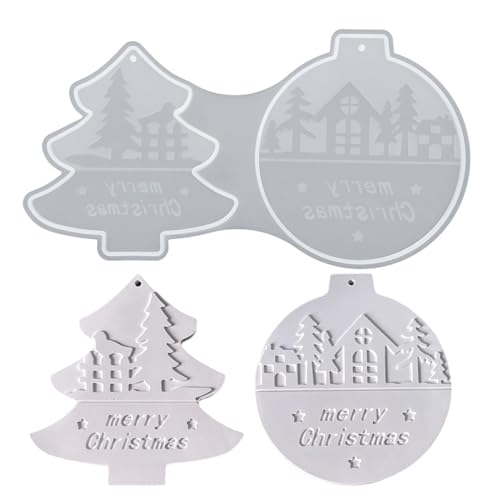 Weihnachtsbaum Silikonform | Weihnachtskugel Ornament Form - 2 Fächer Silikon Deko Herstellung Form für Anfänger Profis Erwachsene Zuhause Studio von Generisch