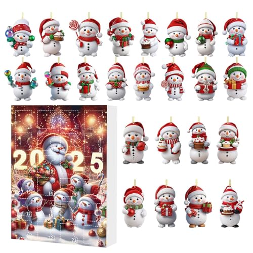 Weihnachtskalender - 2d Weihnachts -Countdown 2025 | Adventskalender 2025, Acrylkreativkalender | Snowman Themed Baum Ornament Für Kinder Frauen Männer Mädchen Erwachsene Fenstertisch Ausstellu von Generisch