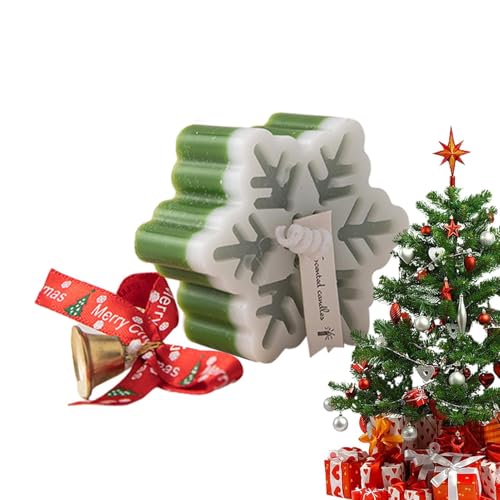 Weihnachtskerzen mit Duft, flammenlose Schneeflocke, kleine Weihnachtskerzen, Wachs, Winterduft, kreative Urlaubskerze für Weihnachten von Generisch