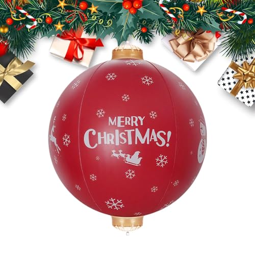 Weihnachtskugel-Ornamente – große, rote aufblasbare PVC-Kugeln, wetterbeständige Urlaubsdekoration, festliches dekoratives Design, Verandatür, Baum-Thema, Terrassenfenster, Garten, Feier, Party- von Generisch