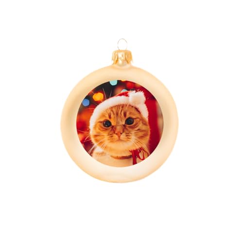 Weihnachtskugel individuell mit ihrem Text oder Foto - Ø 9cm aus Glas - Christbaumkugel mit Digitaldruck (Seidenmatt) (Gold, 3) von Generisch