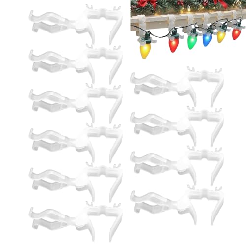 Weihnachtslicht Rinne Clips | 10 Stück Seillicht Haken Für Regenrinne | Stabiler Lampenhalter Für Dachrinne Balkon Terrasse Dekoration von Generisch