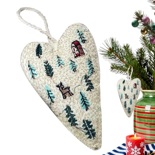 Weihnachtsschmuck | Herz-Stickerei Weihnachtsdekoration – festliche Heimdekoration für Party, Kamin, Kaminsims, Nachttisch, Rucksack, Tür, Fenster, Tragetasche, Bücherregal, Auto-Innenraum von Generisch