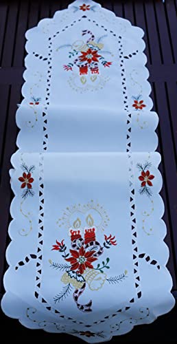Weihnachtstischläufer Tischläufer Tischband 40x170 Bestickt Kerze und Glocken (40x170) von Generisch
