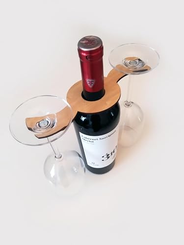 Weinflaschen und Flaschen, Geschenkidee für Weinliebhaber, Deko Weinständer, Glashalter für 2 Gläser Hochwertiges massives 3mm Made in Germany (Bambus 2 Gläser) von Generisch