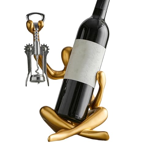 Weinflaschenhalter Weinhalter Ständer Weinflasche Skulptur Weinflasche Freistehend Weinflaschenhalter Figur mit Flaschenöffner Aufhänger Elegantes Harzdesign für Weinliebhaber von Generisch