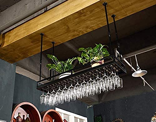 Weinflaschenhalter zum Aufhängen an der Decke, 2-lagig, Eisen, rustikales Weinregal für Küche, Bar oder Kneipe Weinflaschenhalter zum Aufhängen an der Decke, 2-lagig, Eisen, rustikales Weinregal für Küche, Bar oder Kneipe von Generisch